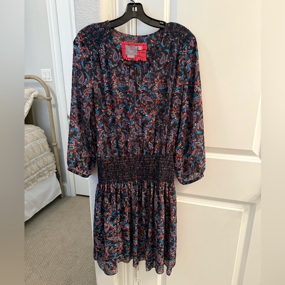 Lucky Brand Multicolor Paisley Long Sleeve Dress